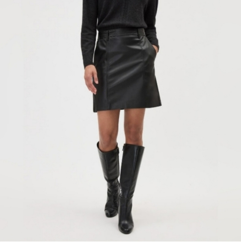 RW&CO. Black Faux Leather Skirt Size 8 - Picture 2 of 11